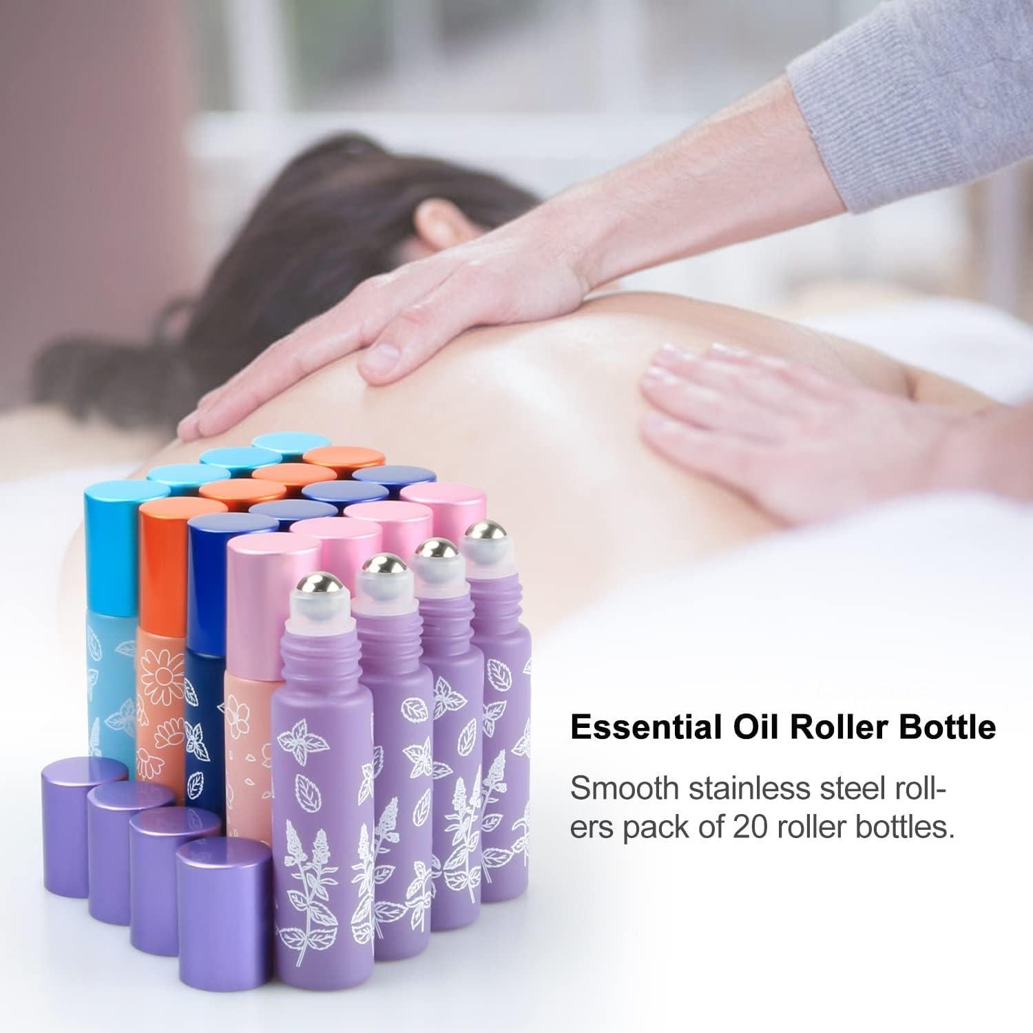 Cositina 20 Botellas de Aceite Esencial 10ml Vidrio con Roll-On