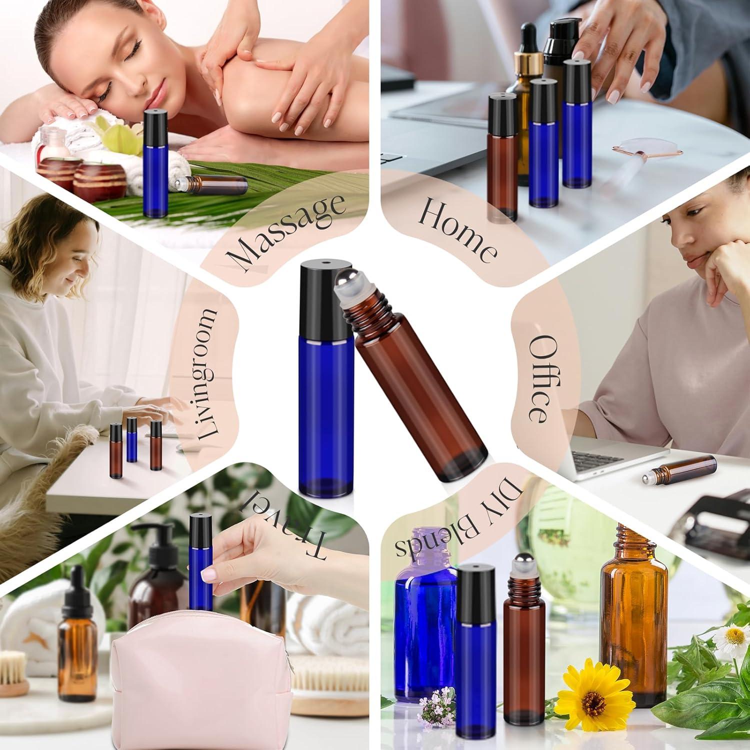 Set de Botellas de Rodillo 10ml ZEJIA - 4 Pack Vidrio Rellenable