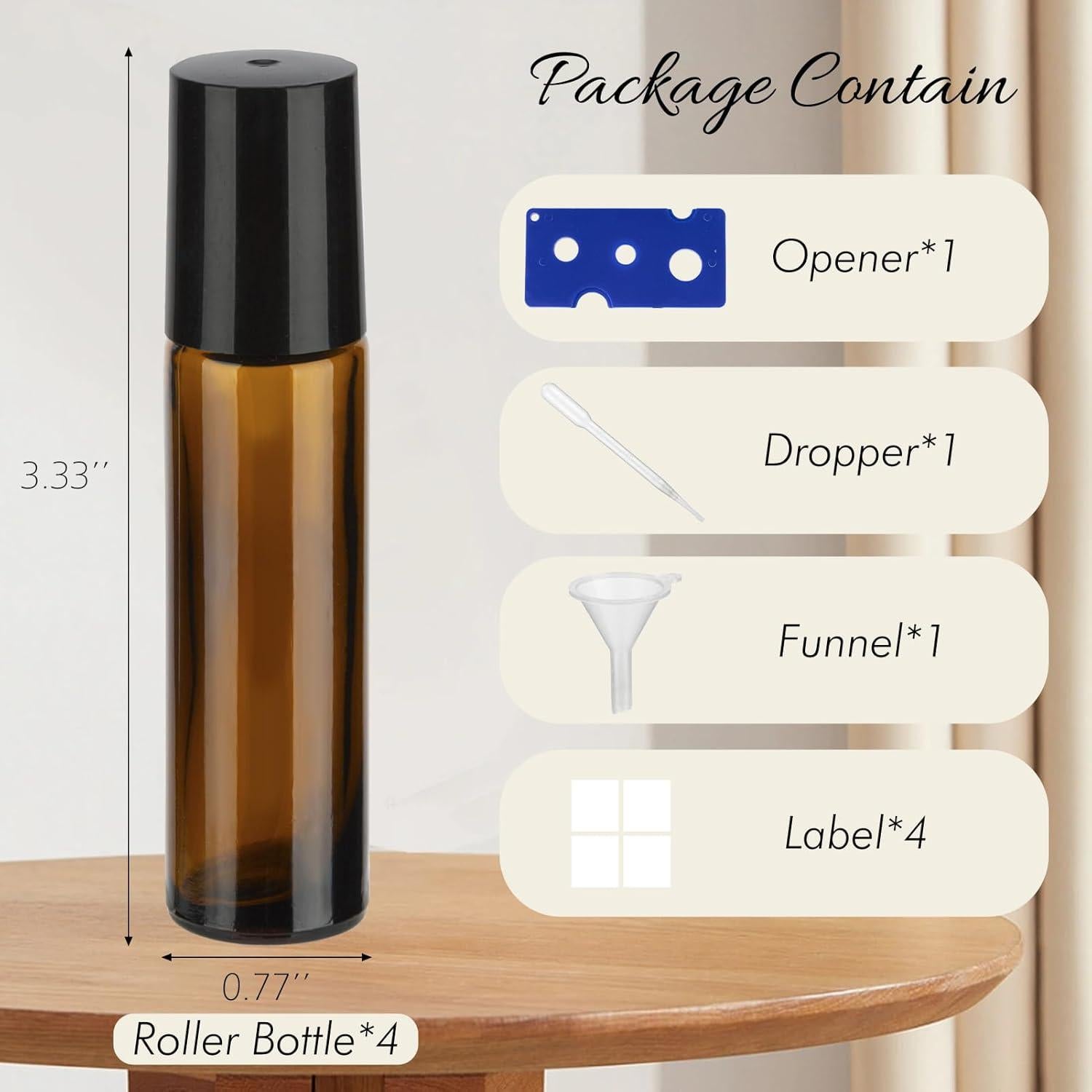 Botellas de Aceite Esencial 10ml GIVITASOT Pack 4 Marrón