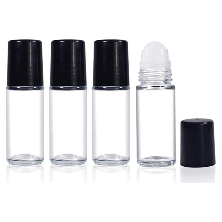 4 Botellas de Vidrio 30ml con Rodillo Glasstore para Aceites