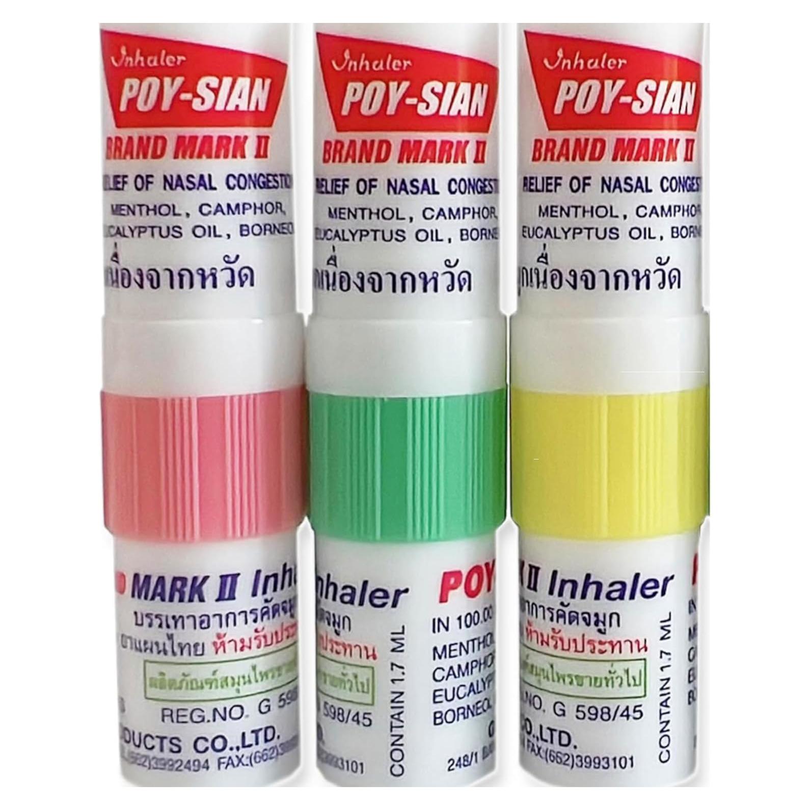 Inhalador Nasal Aromaterapia Mentol POY-SIAN Mark II - 3 Piezas