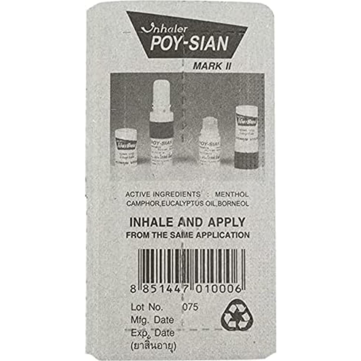 Inhalador Nasal Aromaterapia Mentol POY-SIAN Mark II - 3 Piezas