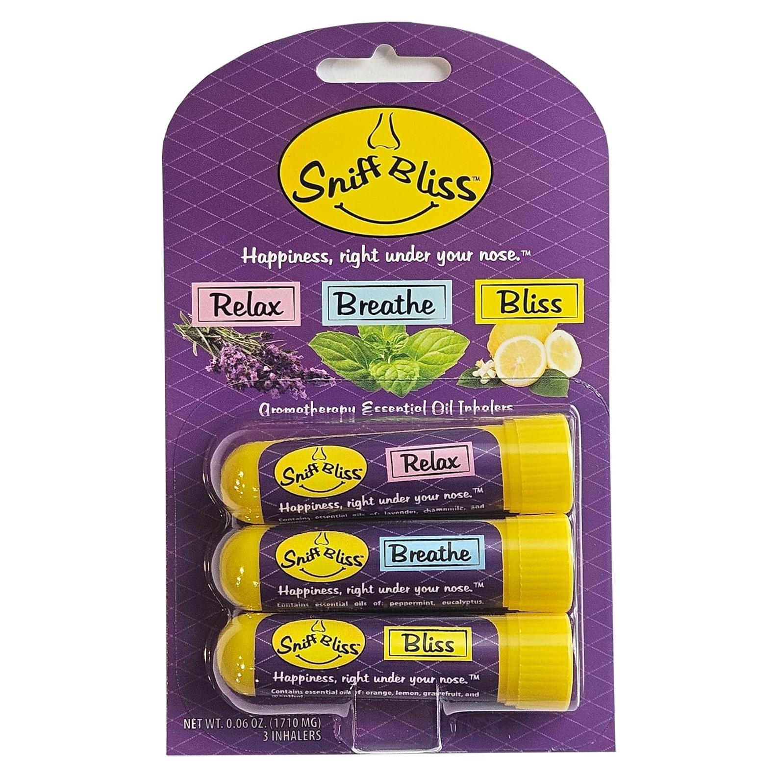 Inhaladores de Aromaterapia Nasal Sniff Bliss - 3 Paquetes