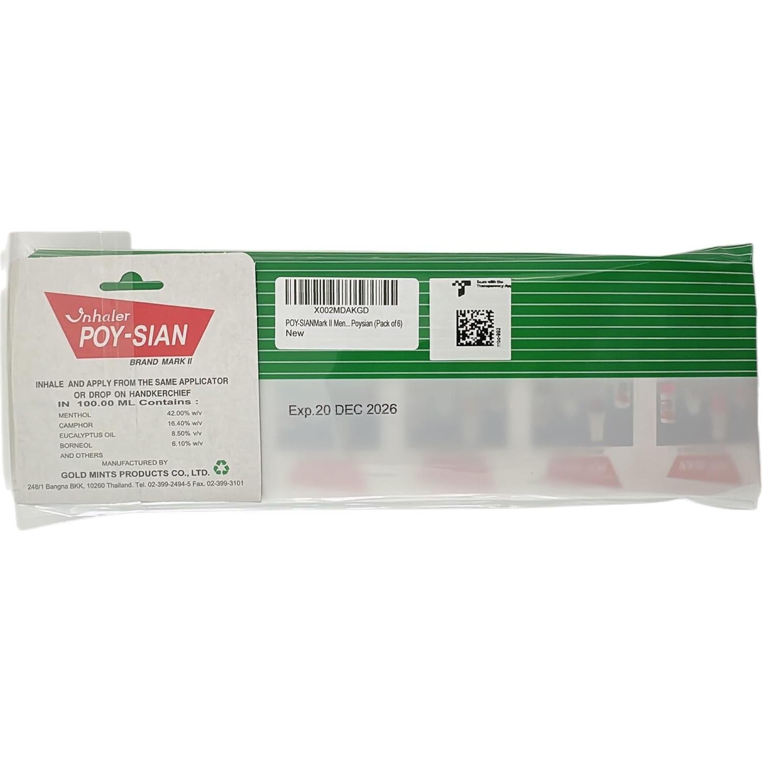 Inhalador Nasal Aromaterapia POY-SIAN Mark II - 6 Piezas