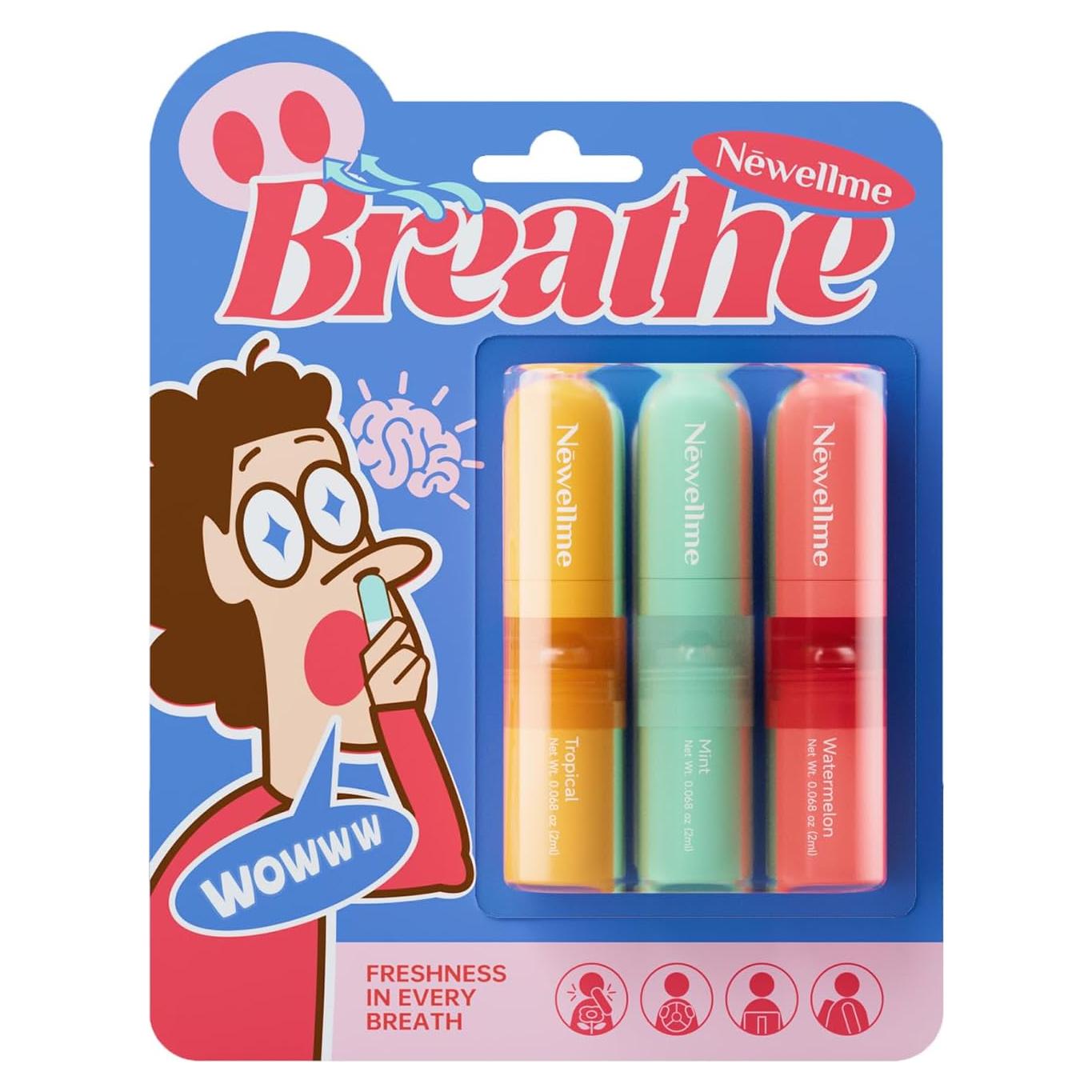 Stick Nasal Aromaterapia Newellme - Paquete de 3 Aromas