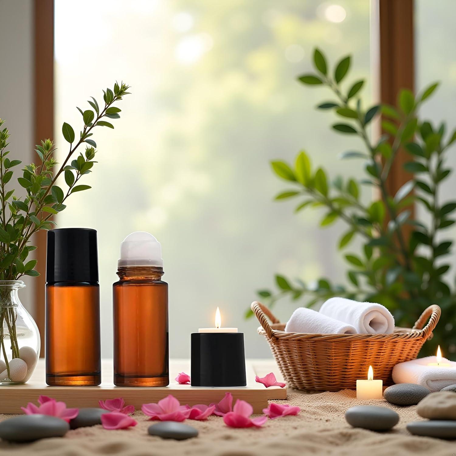 Set de 2 Botellas Roller de Vidrio Marrón 50ml ZGLUZP