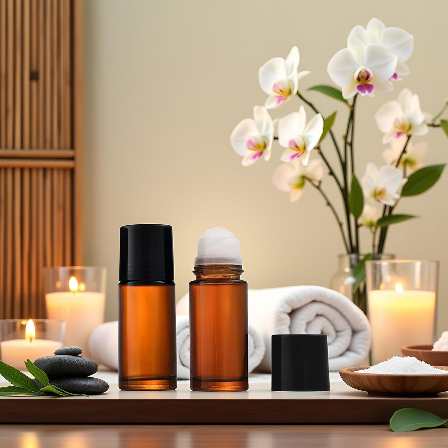 Set de 2 Botellas Roller de Vidrio Marrón 50ml ZGLUZP