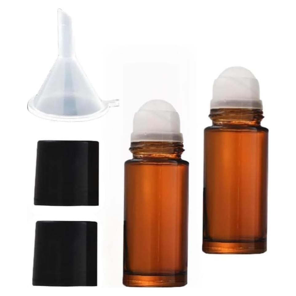 2 Botellas de Vidrio Marrón 30ml con Rodillo Tustao