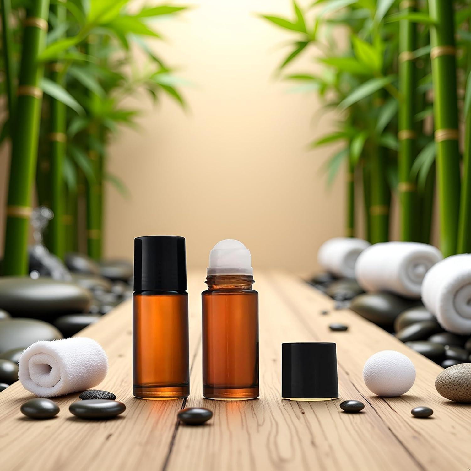 2 Botellas de Vidrio Marrón 30ml con Rodillo Tustao