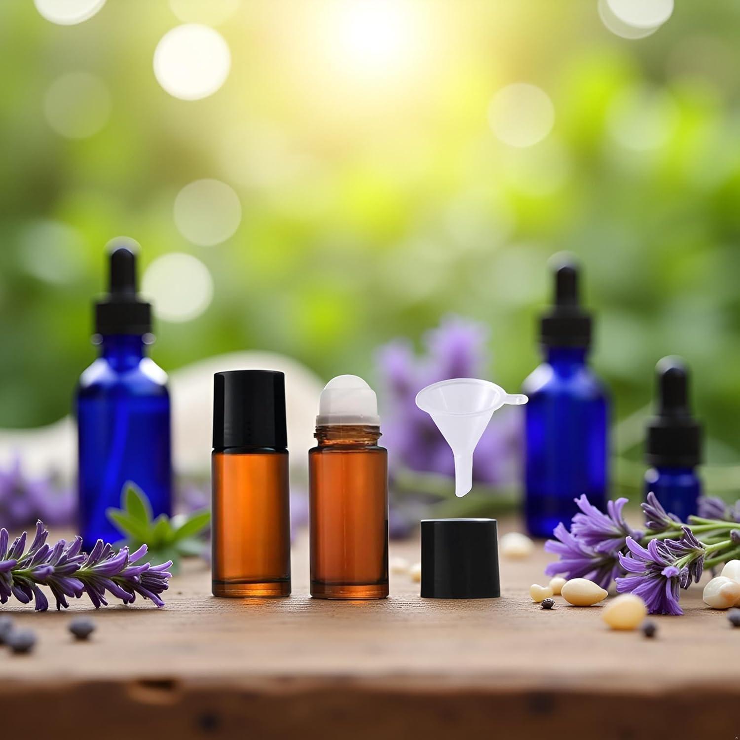 Set de 2 Botellas de Vidrio Marrón 50ML Qintreesify con Bola Rodante