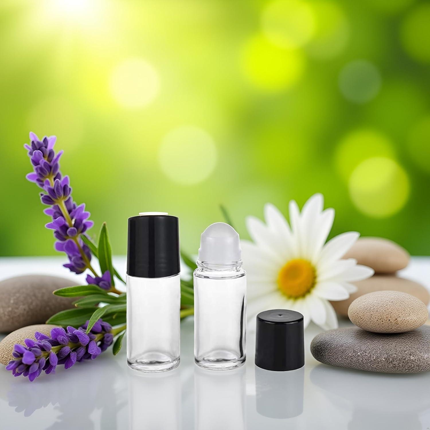 2 Botellas de Vidrio Roller 30ml Juroicessry Negras Reutilizables