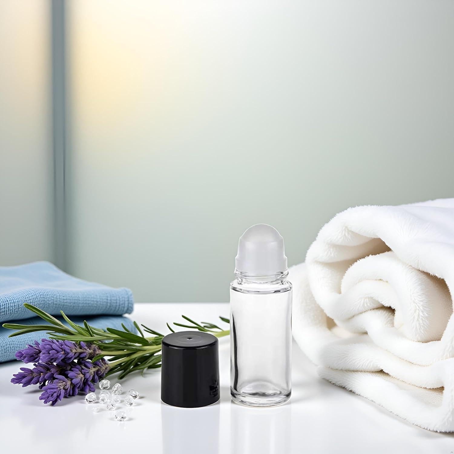 2 Botellas de Vidrio Roller 30ml Juroicessry Negras Reutilizables