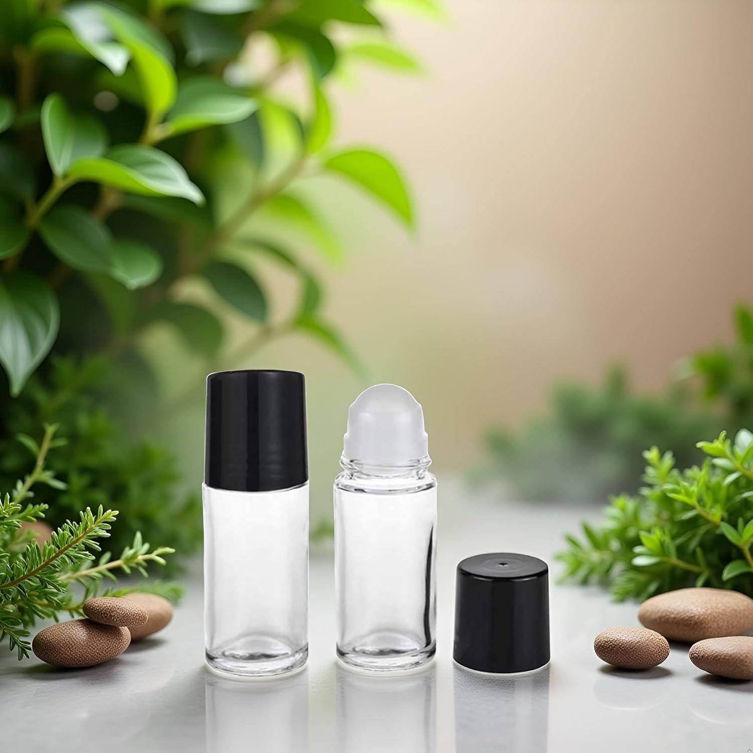 2 Botellas de Vidrio Roller 30ml Juroicessry Negras Reutilizables