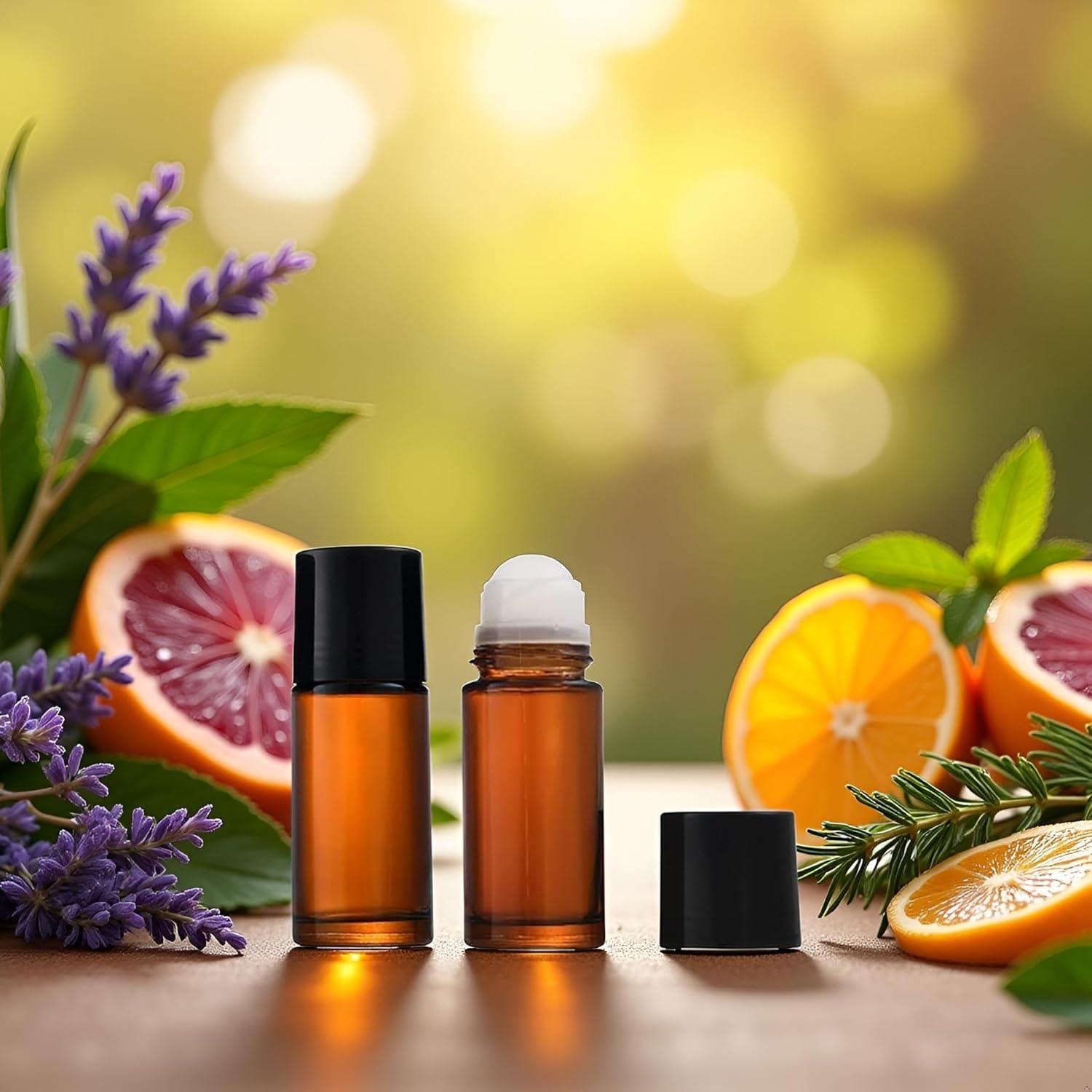 Set de 2 Botellas de Vidrio Marrón 50ml con Rodillo Fansoftiks