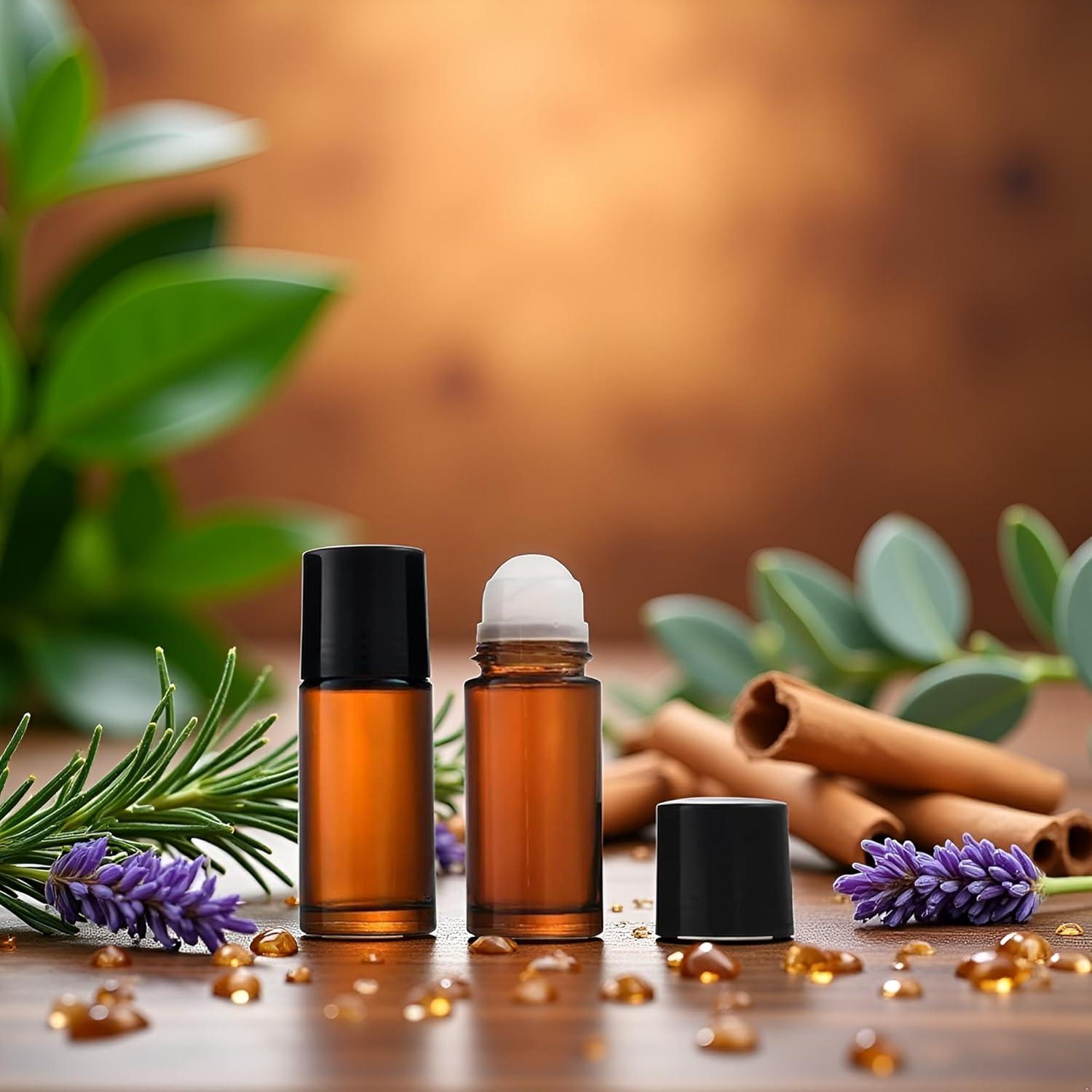 Set de 2 Botellas de Vidrio Marrón 50ml con Rodillo Fansoftiks