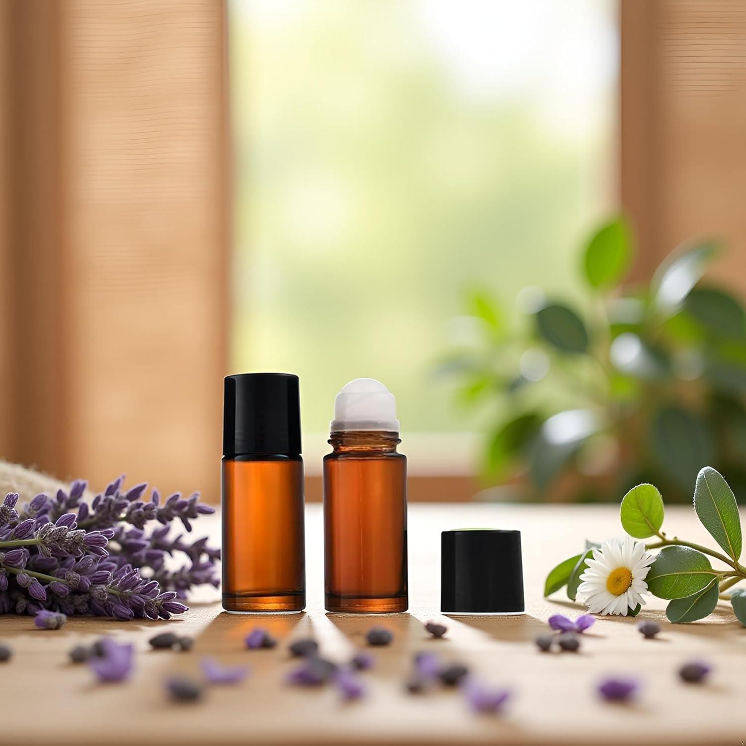 Set de 2 Botellas de Vidrio Marrón 50ml con Rodillo Fansoftiks