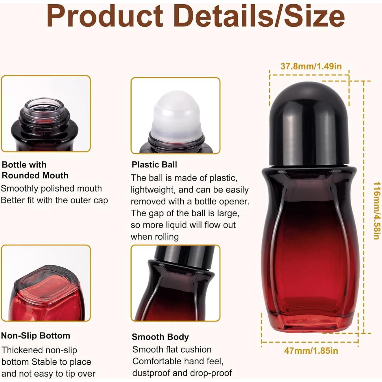 Botellas de Rodillo Vacías JIUWU 3 Pcs 50ml Vidrio Reutilizables