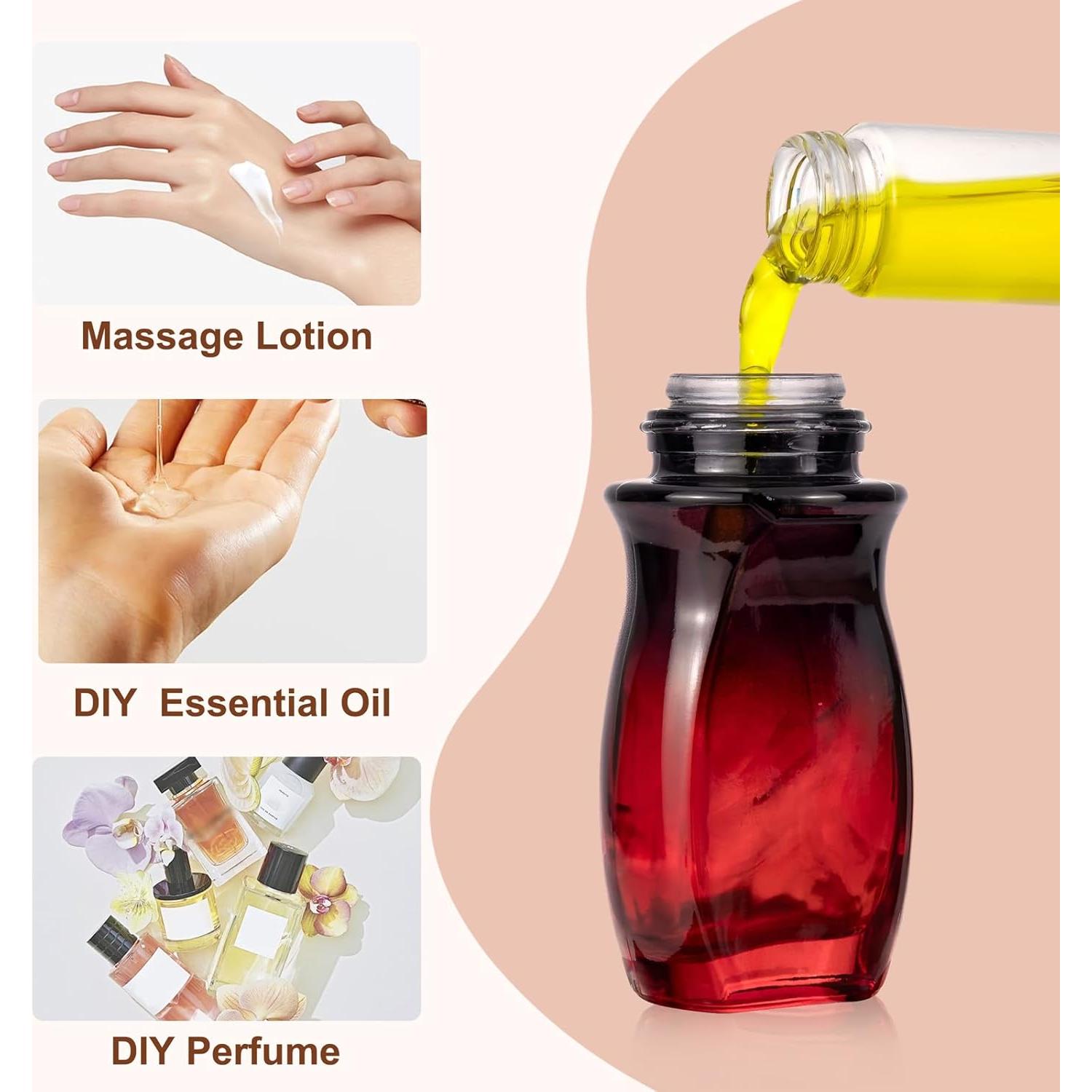 Botellas de Rodillo Vacías JIUWU 3 Pcs 50ml Vidrio Reutilizables