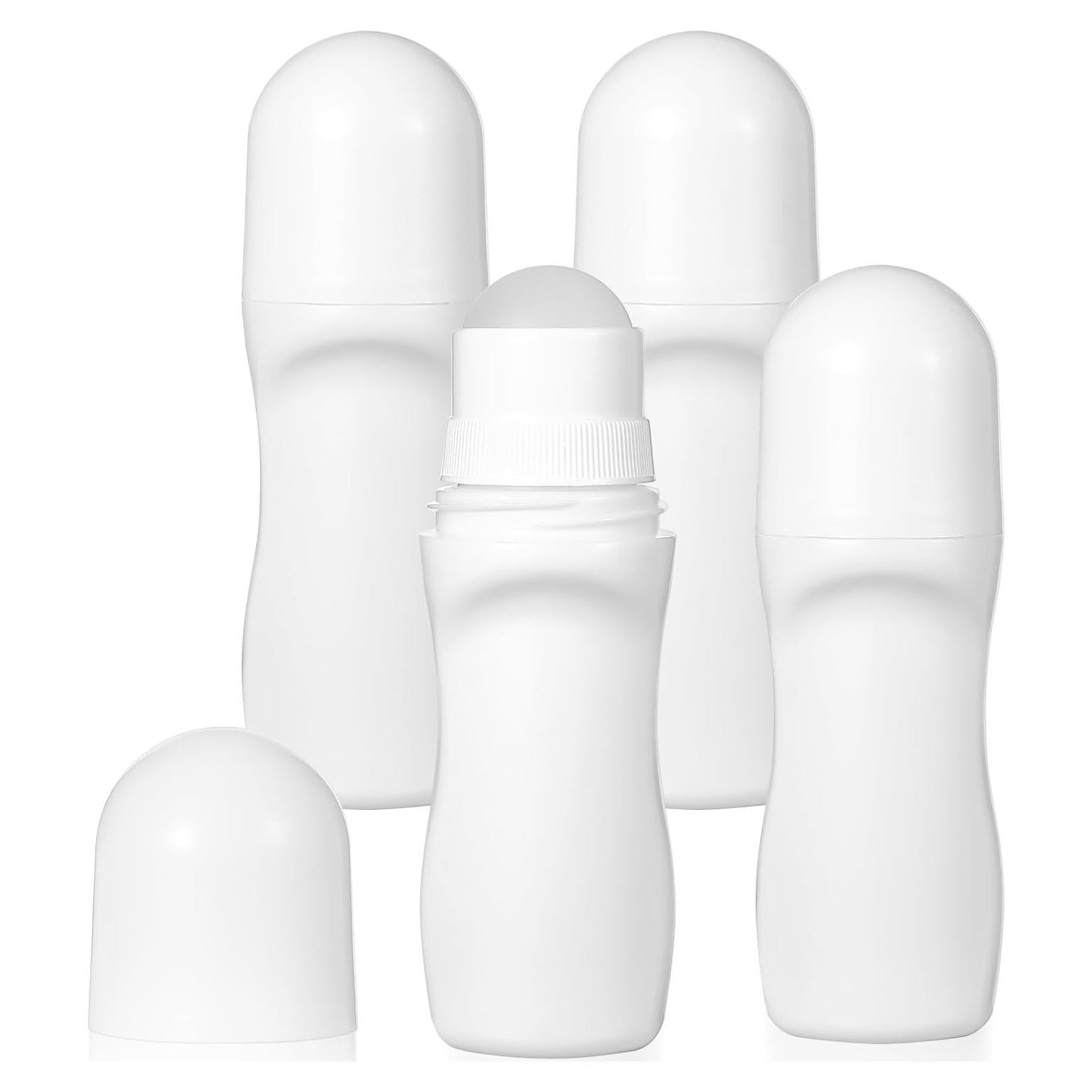 Set de 4 Botellas Rodantes Reutilizables 50ml JJUNW Blancas