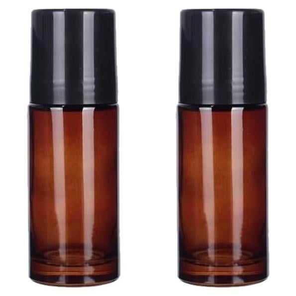 2 Botellas de Vidrio Marrón 50ml ZhangyiHot Rollerball Recargables