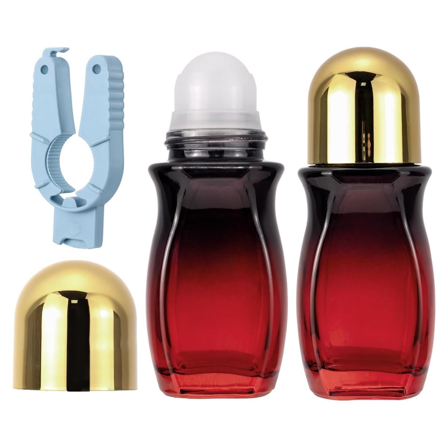 Botellas de Vidrio Rodantes Kesell 50 ml Rojo Tapa Dorada