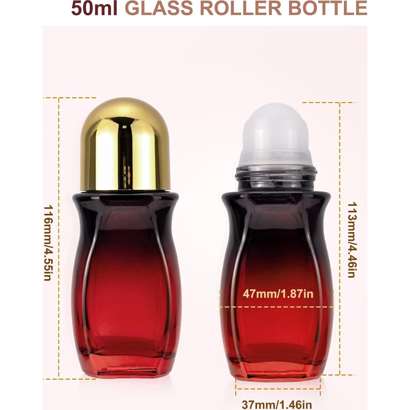 Botellas de Vidrio Rodantes Kesell 50 ml Rojo Tapa Dorada