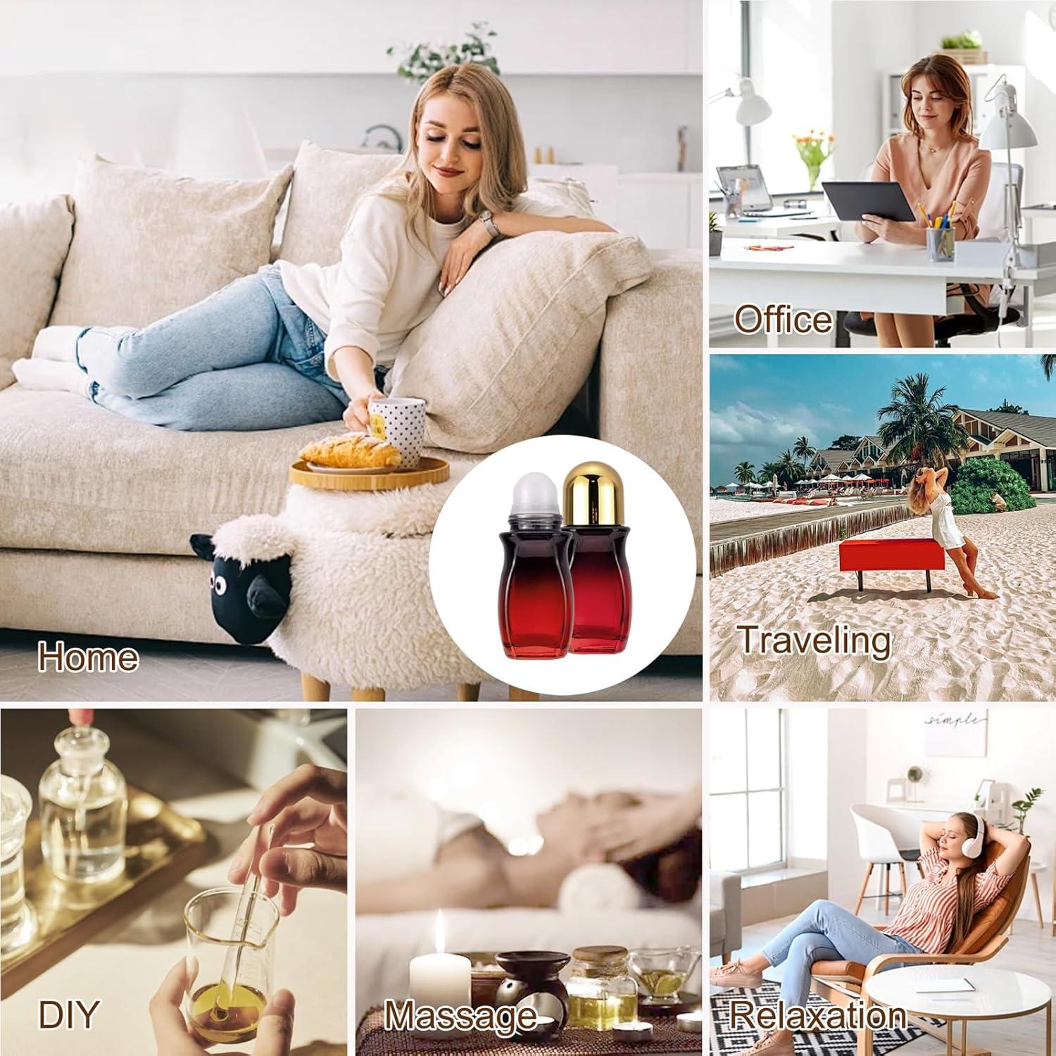 Botellas de Vidrio Rodantes Kesell 50 ml Rojo Tapa Dorada