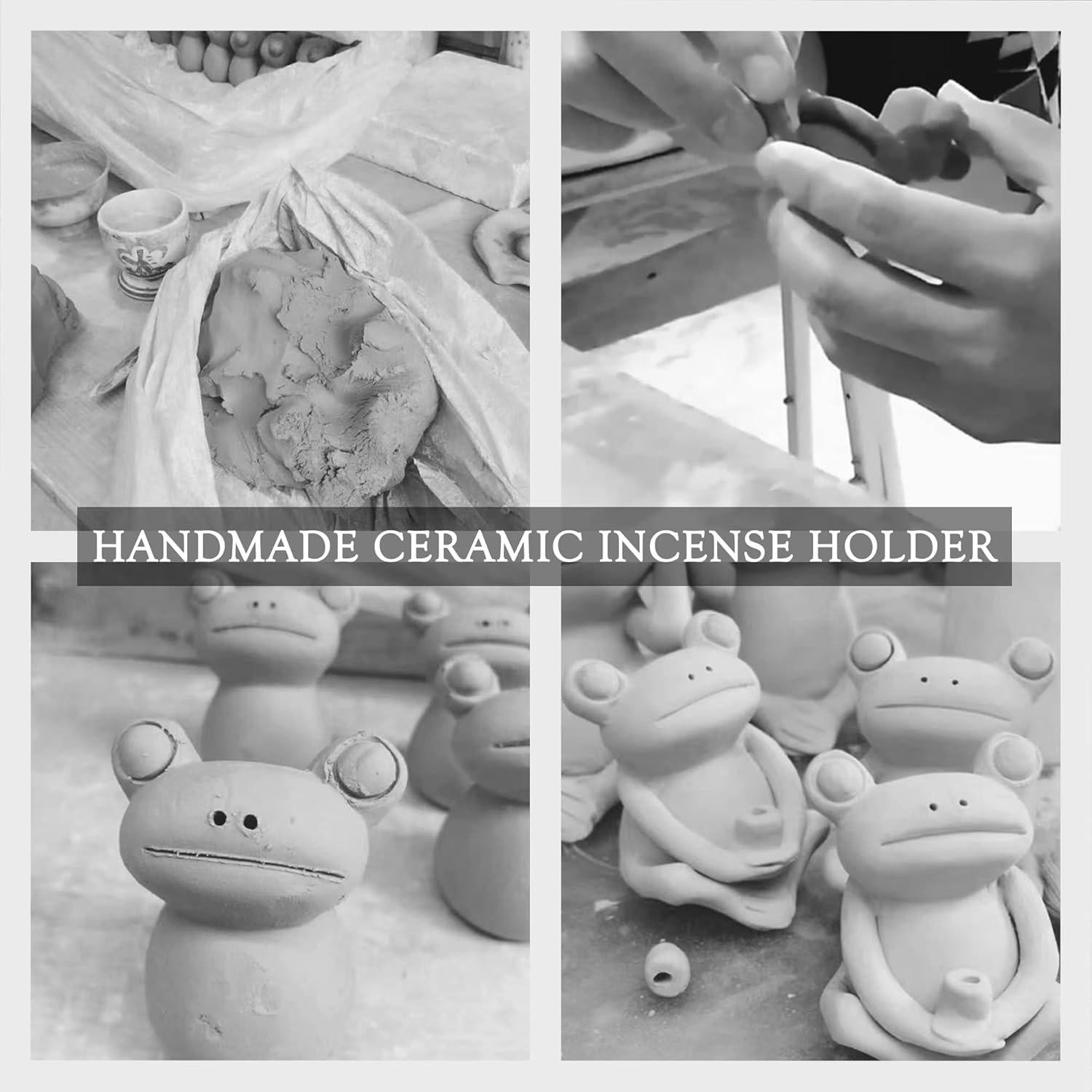 Soporte de Incienso Cerámica NAGU Sapo Hoja de Loto 7x5 cm