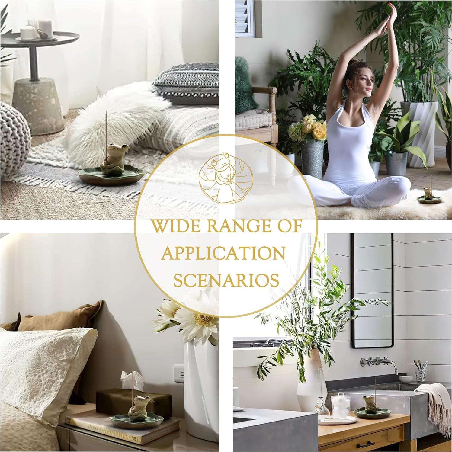 Soporte de Incienso Cerámica NAGU Sapo Hoja de Loto 7x5 cm