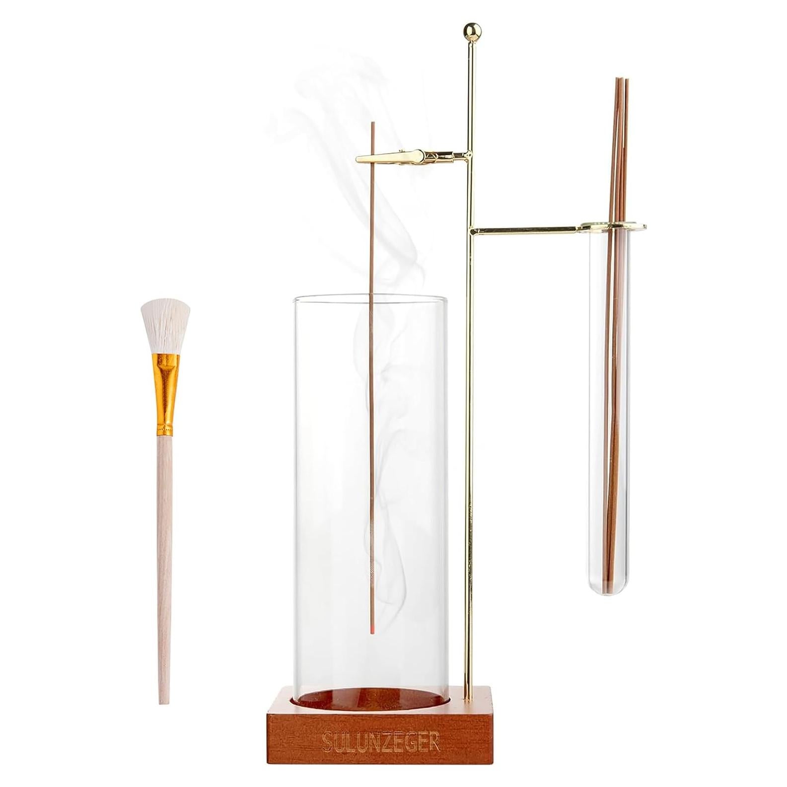 Soporte de Incienso Redondo SULUNZEGER de Madera con Recogedor