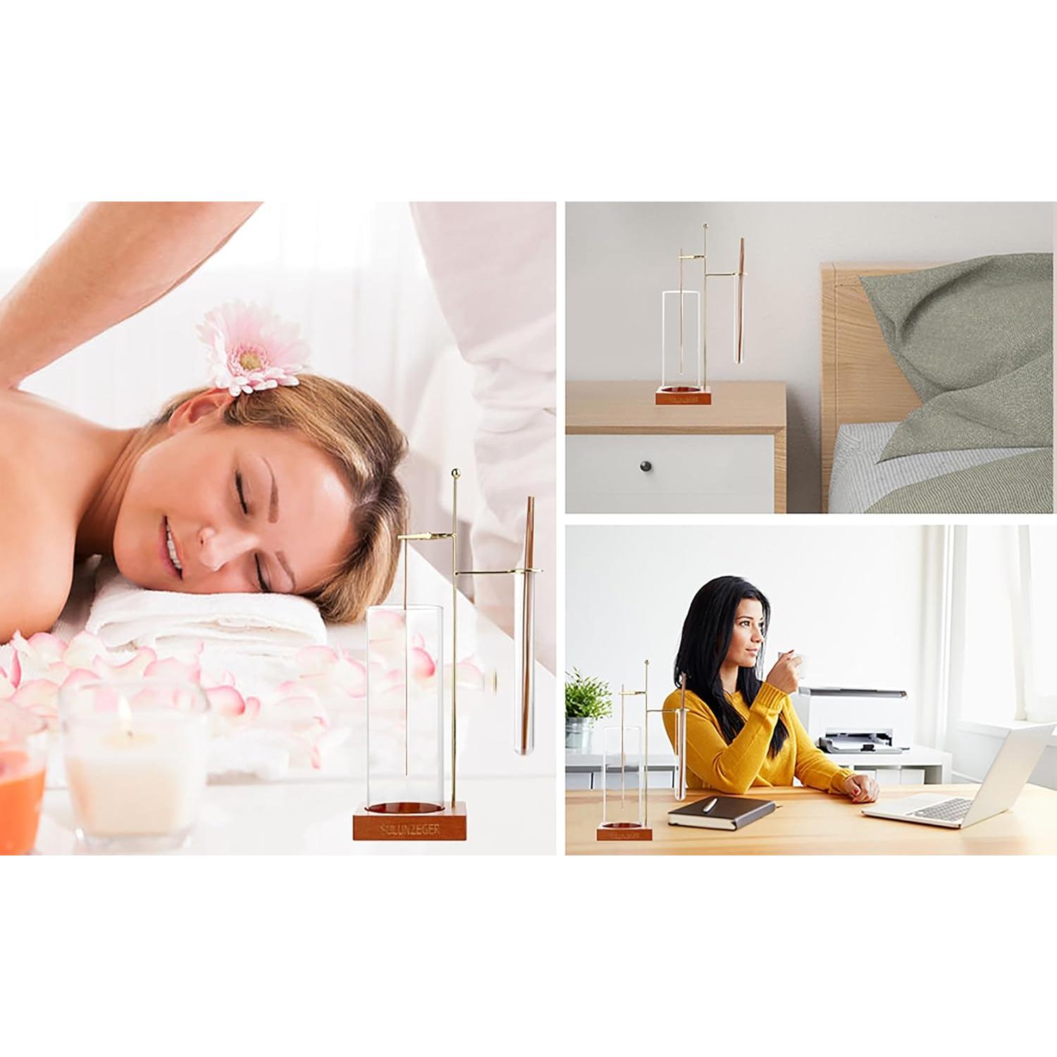 Soporte de Incienso Redondo SULUNZEGER de Madera con Recogedor