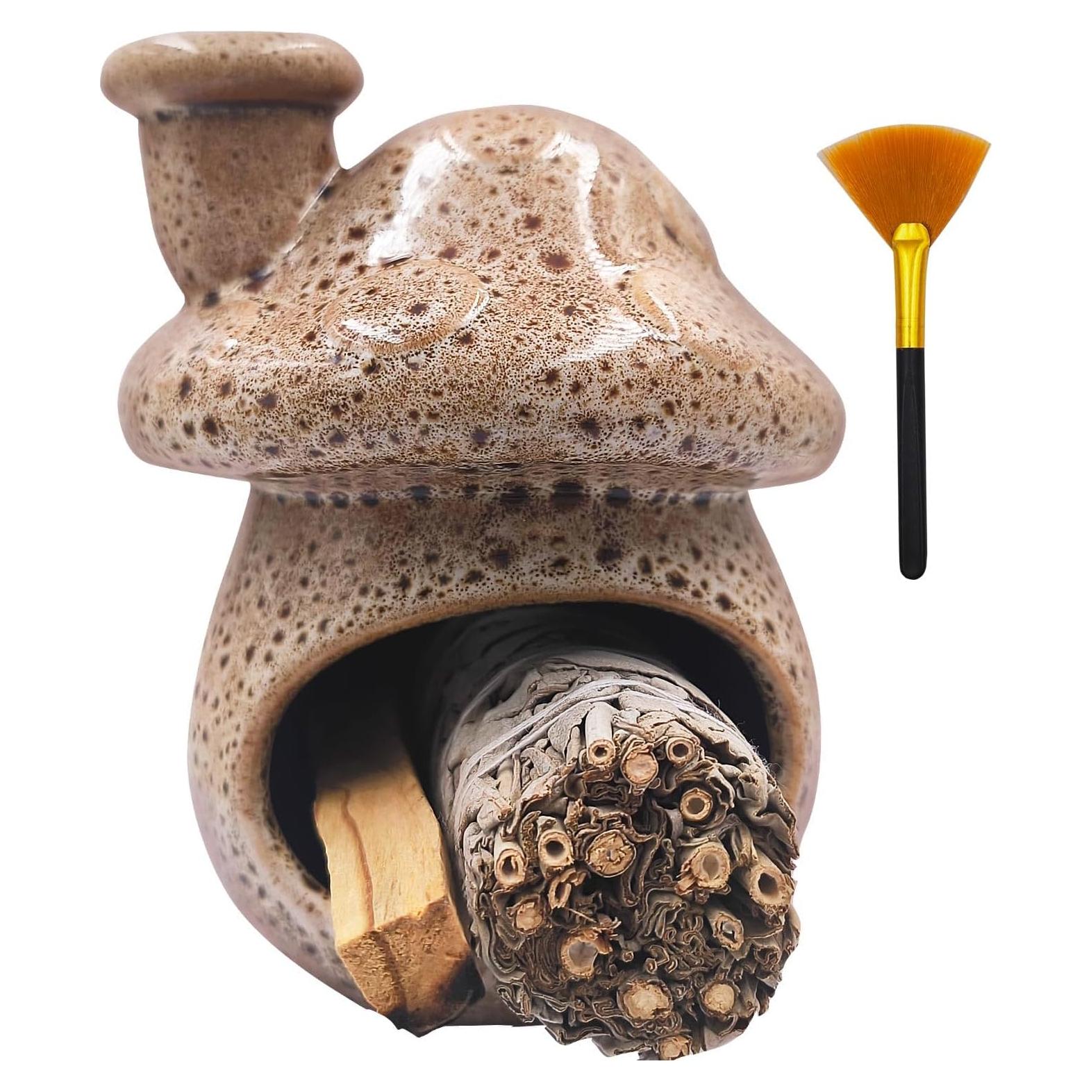 Quemador de Incienso Cerámica Aonfubu Hongo Blanco Manchado