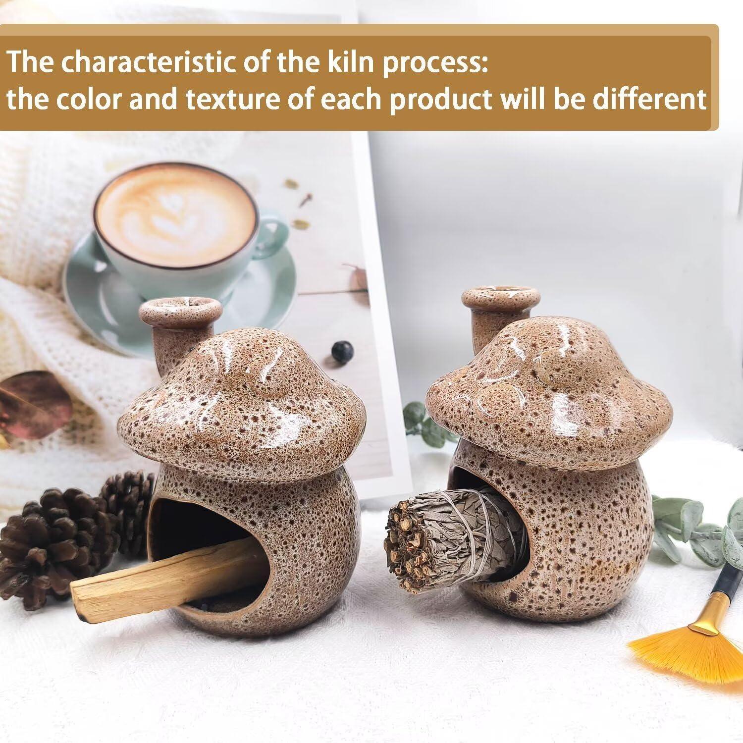 Quemador de Incienso Cerámica Aonfubu Hongo Blanco Manchado