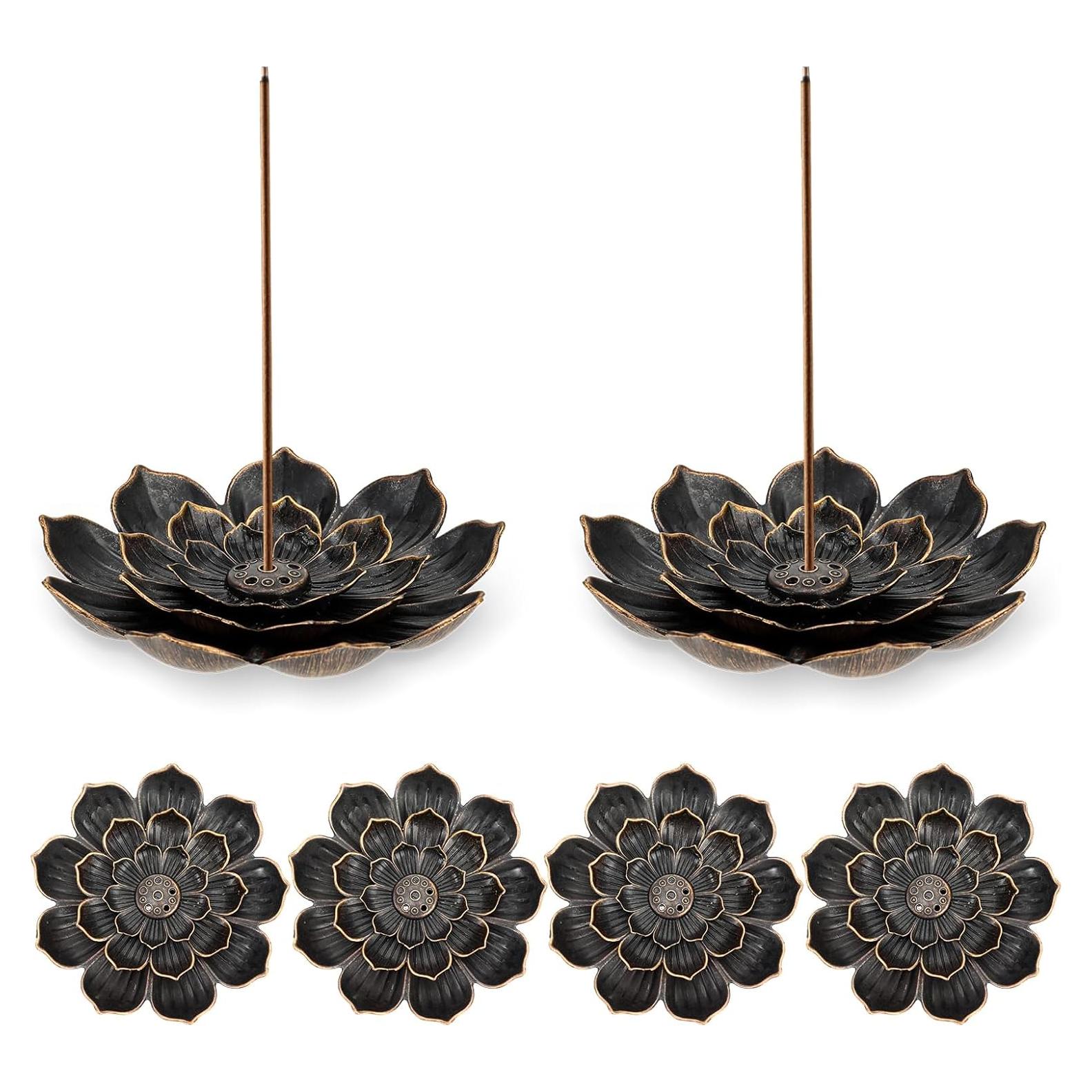 Soporte de Incienso EupHHonycs Loto 6 Piezas Oro 14.7 cm