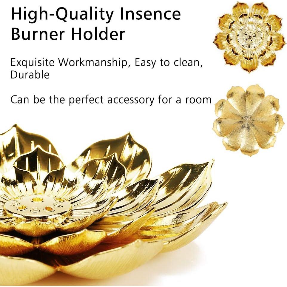 Soporte de Incienso Accmor Loto Dorado 8.6 cm Multifuncional