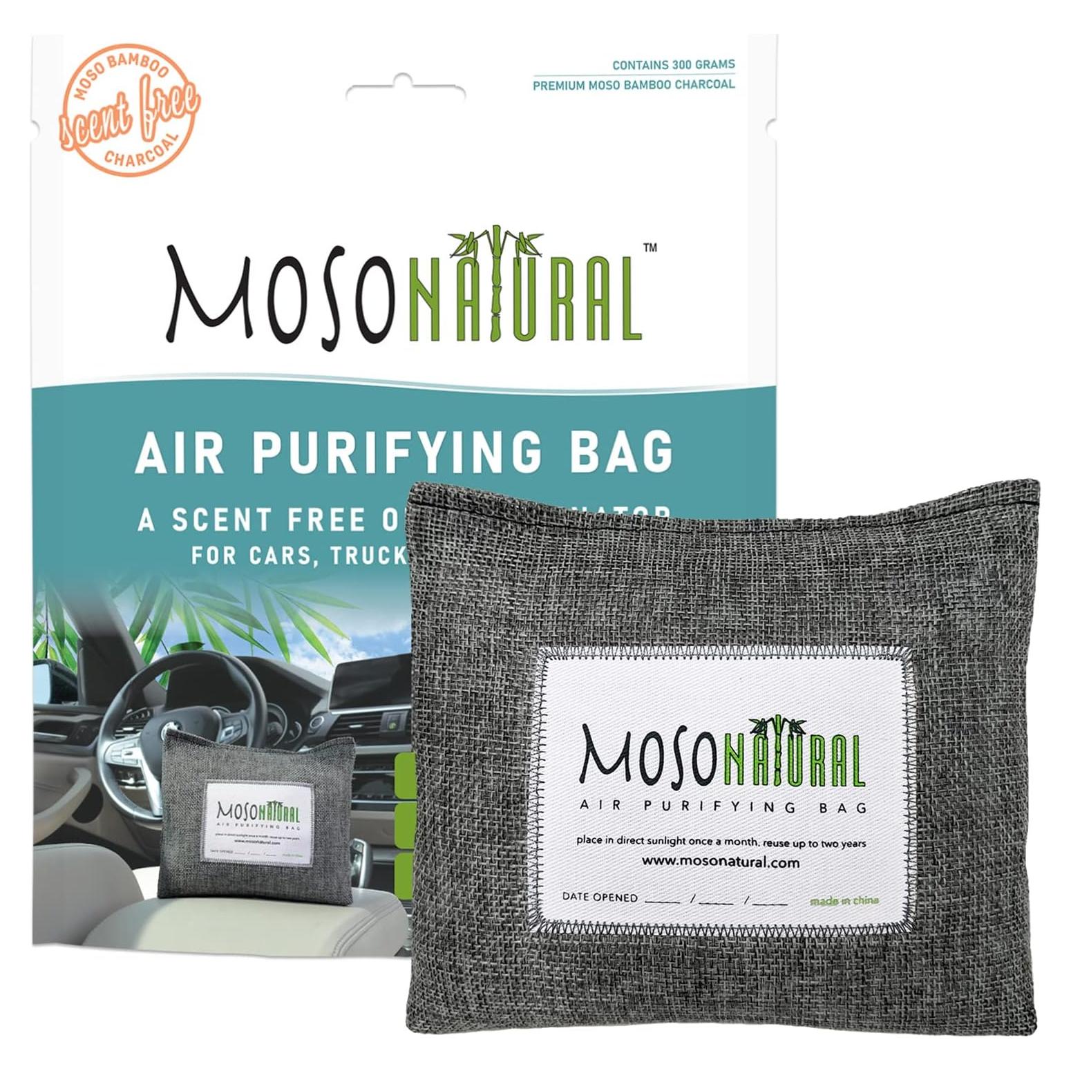 Ambientador Natural para Automóviles Moso | Eliminador de Olores de Carbón de Bambú