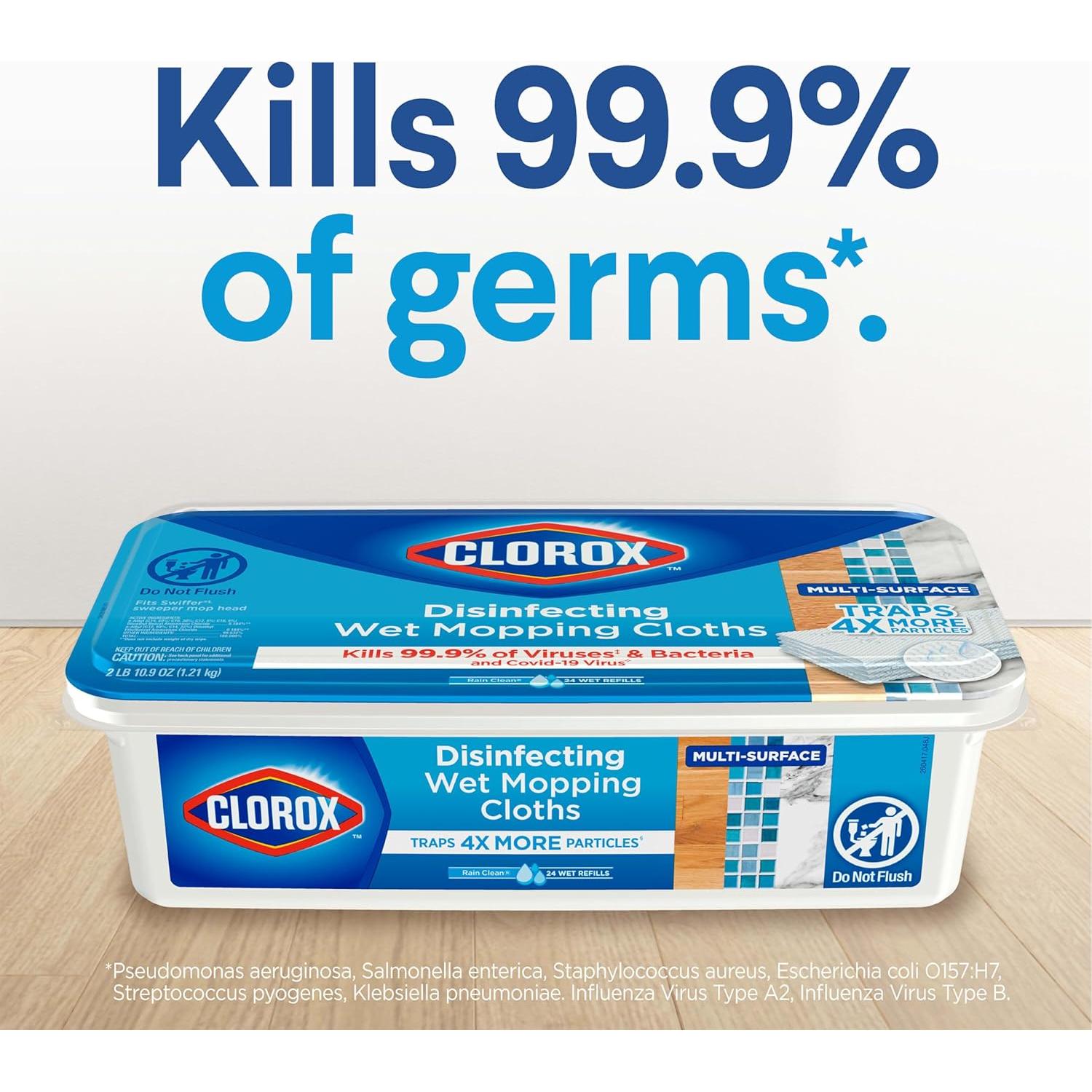 Paquete de Paños de Mopa Húmedos Desinfectantes Clorox - 48 Recargas