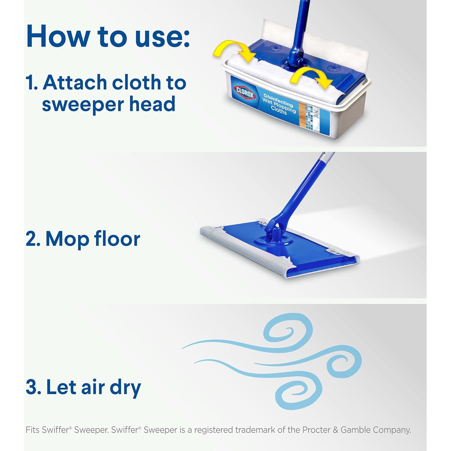 Paquete de Paños de Mopa Húmedos Desinfectantes Clorox - 48 Recargas