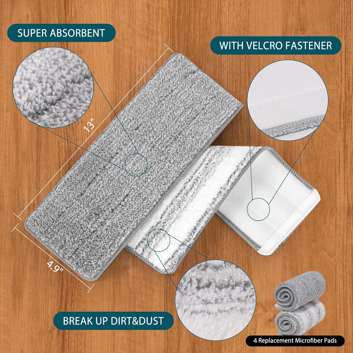 Paquete de 4 almohadillas de trapeador Joymoop 33x12 cm microfibra