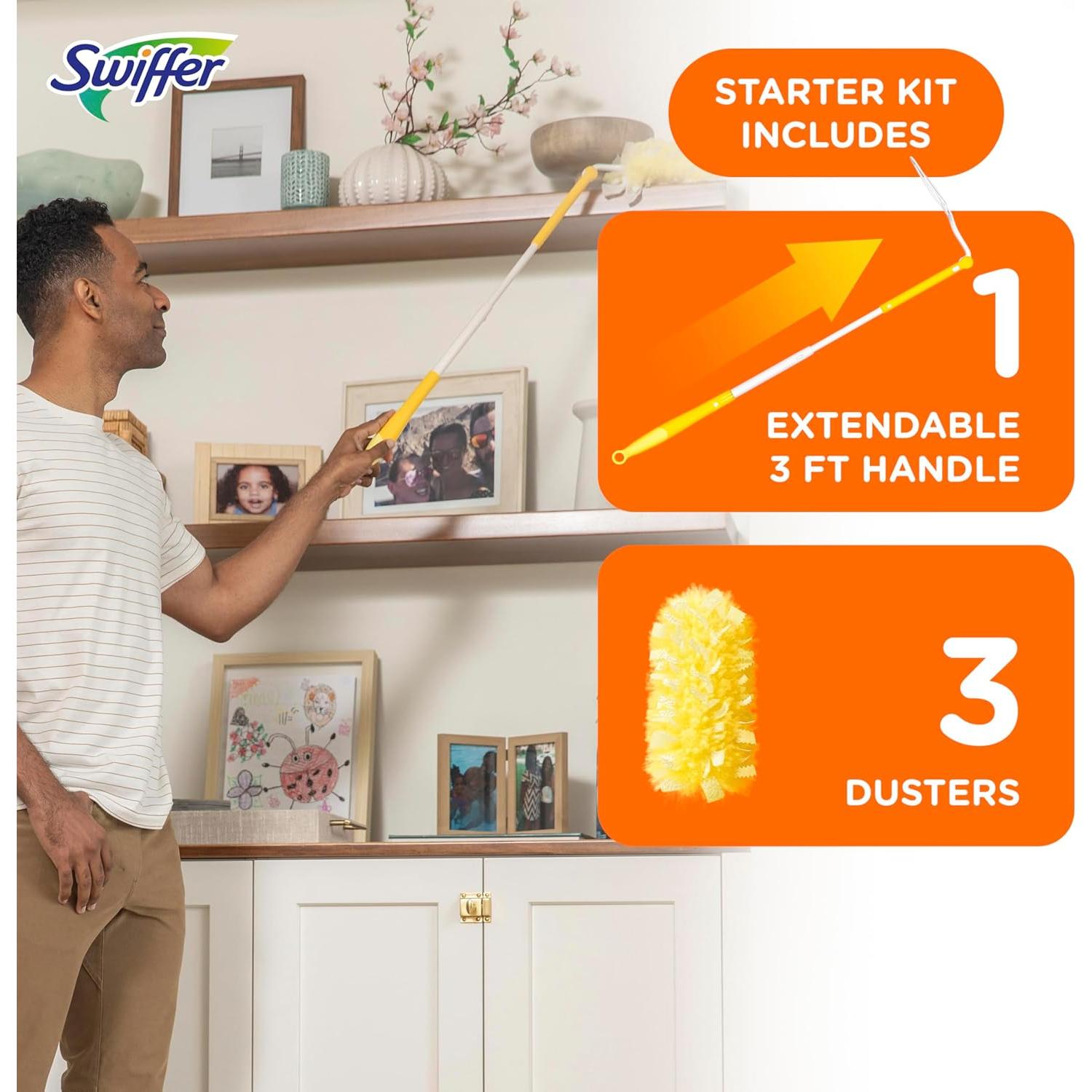 Kit de Limpieza Swiffer Duster Heavy Duty con Mango Extensible 0.91m y 3 Recambios