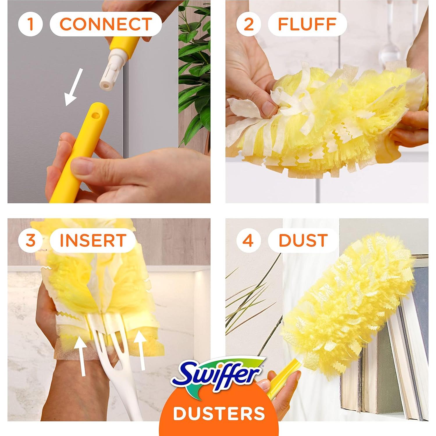 Kit de Limpieza Swiffer Duster Heavy Duty con Mango Extensible 0.91m y 3 Recambios