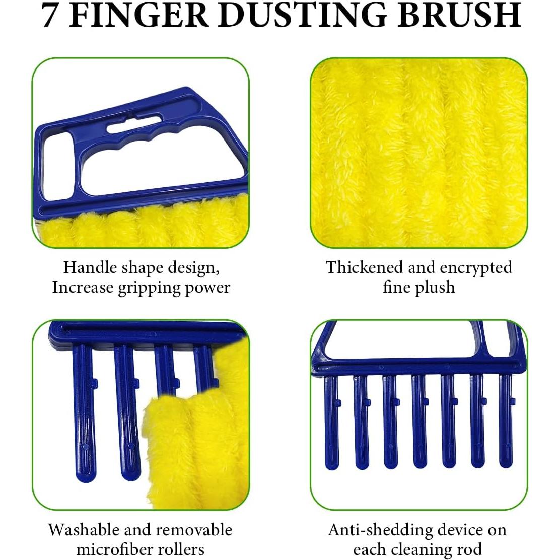 Herramienta de Limpieza de Persianas DXNQ 2 Pcs 7 Dedos