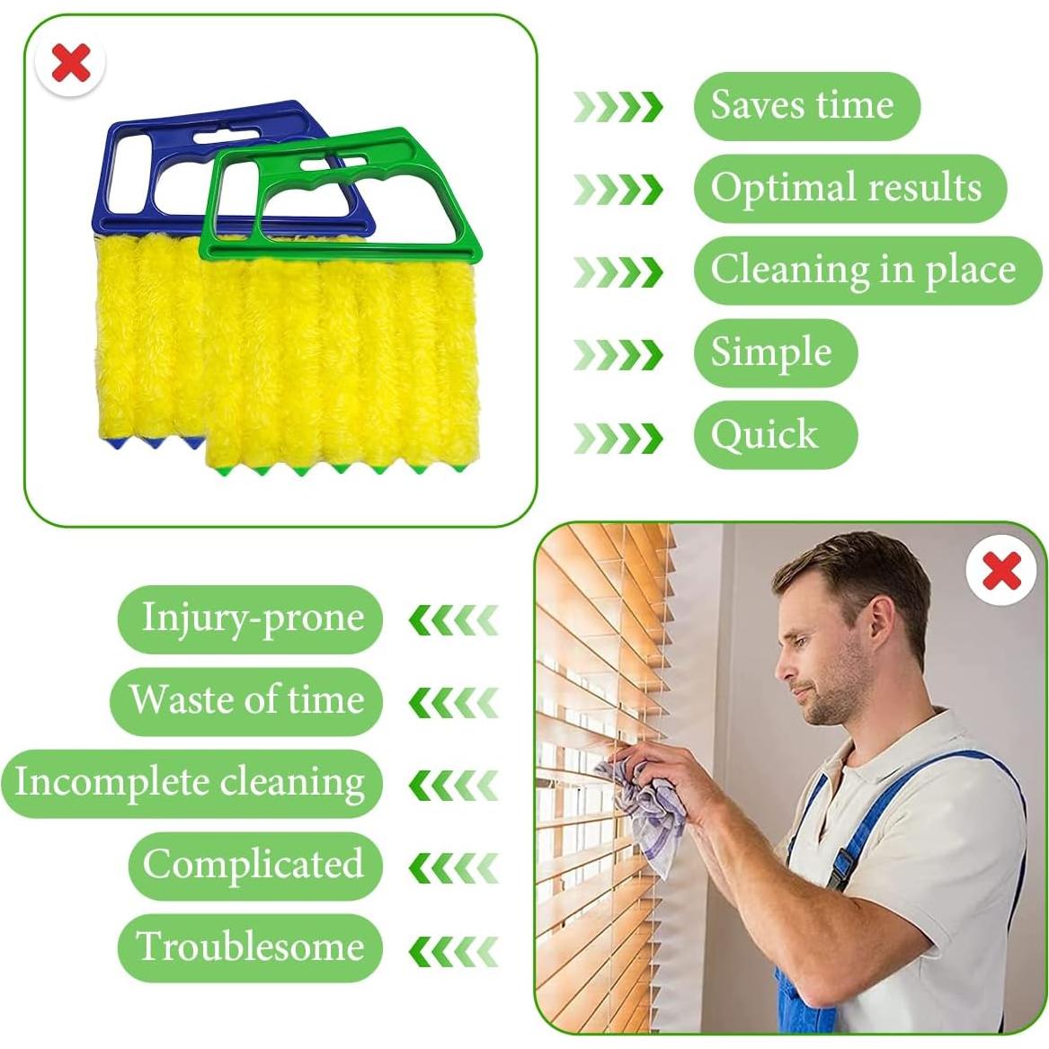 Herramienta de Limpieza de Persianas DXNQ 2 Pcs 7 Dedos