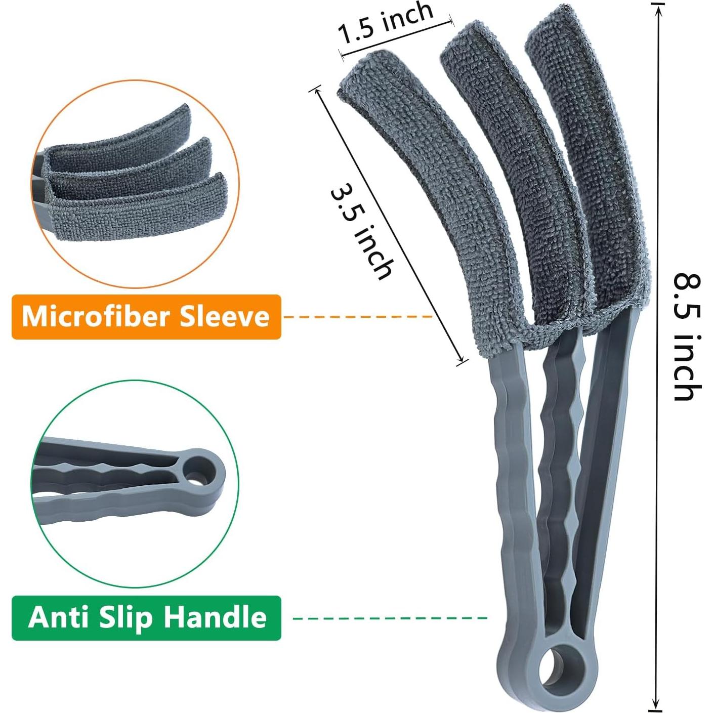 Limpiador de Persianas QINGHAHU con Cepillo y 4 Mangas Microfibra