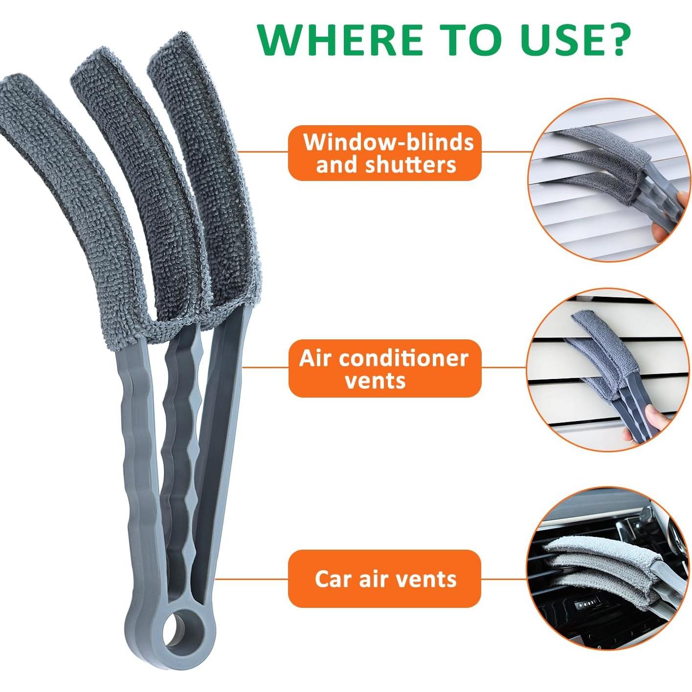 Limpiador de Persianas QINGHAHU con Cepillo y 4 Mangas Microfibra