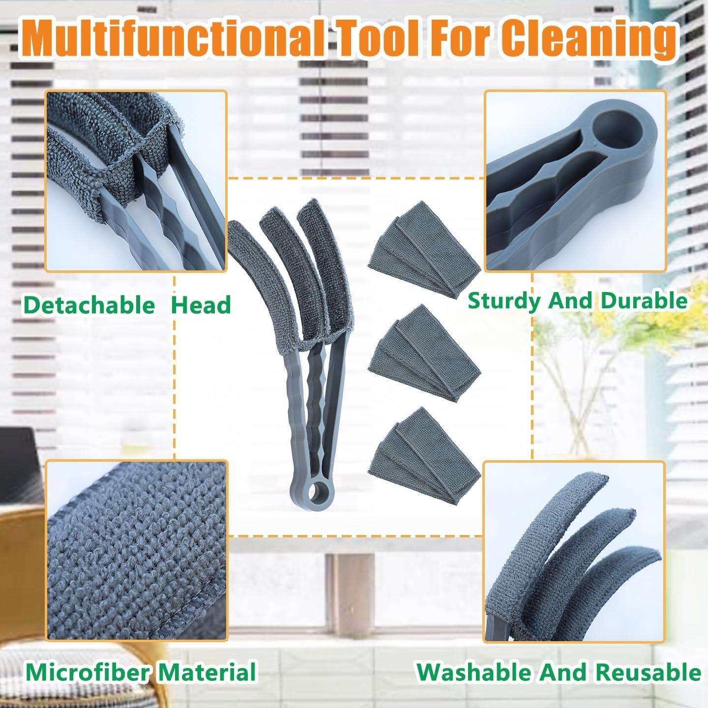 Limpiador de Persianas QINGHAHU con Cepillo y 4 Mangas Microfibra