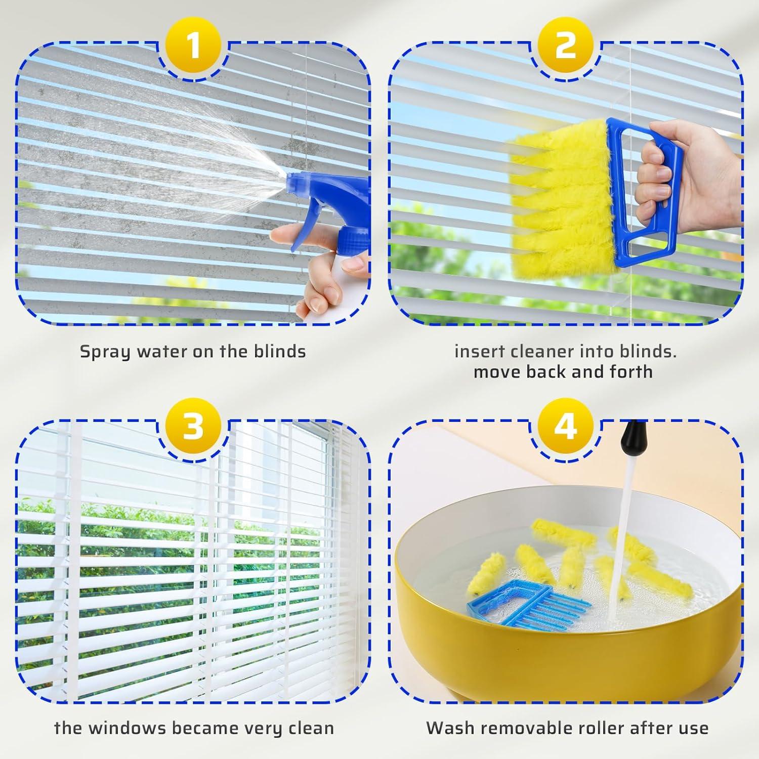 Limpiador de Persianas EVEPRUS 2PCS Microfibra Lavable 7 Dedos