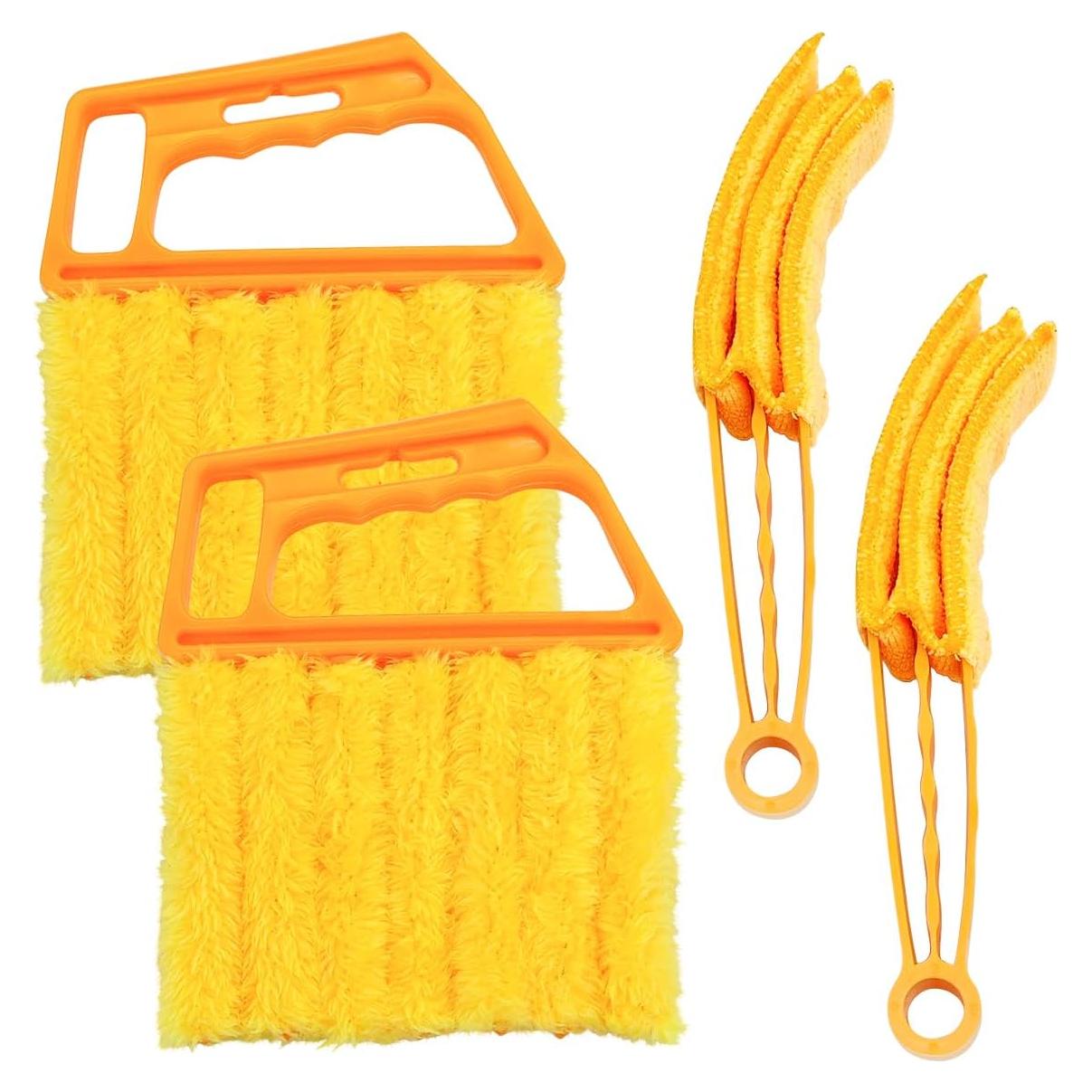 Limpiador de Persianas KHGUZ 4PCS - Cepillo 7 Dedos Amarillo