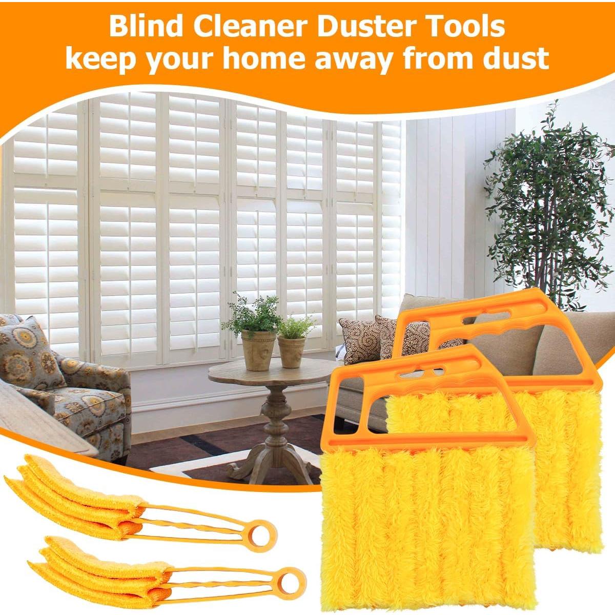 Limpiador de Persianas KHGUZ 4PCS - Cepillo 7 Dedos Amarillo