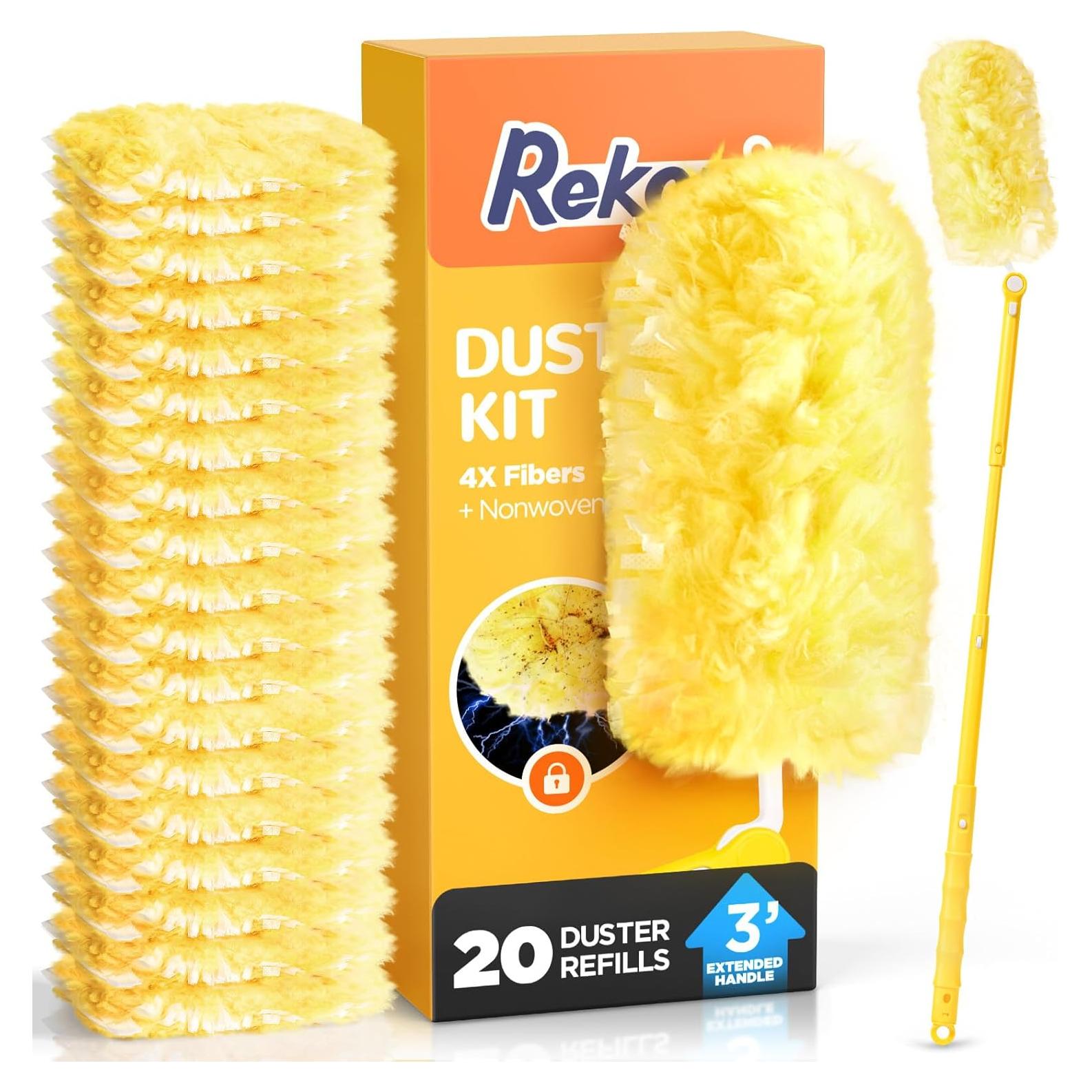 Kit de Plumero Extensible REKOPI 3 pies y 30 Recargas Microfibra